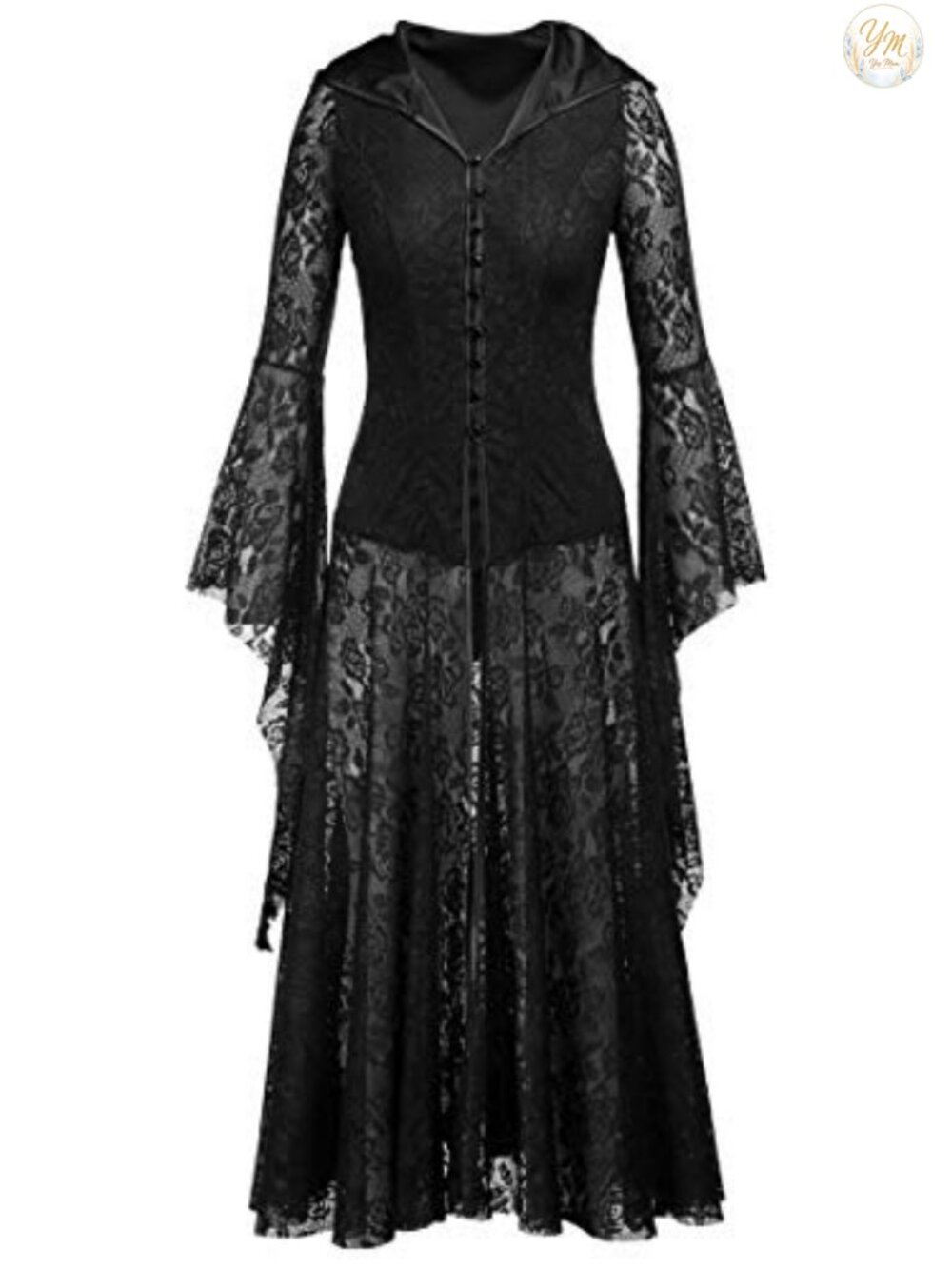 Gothic Victorian Fairy Hooded Lace Cardigan Long Sleeve Sheer Dress